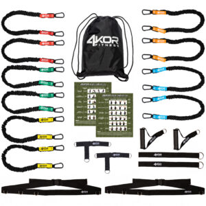 Deluxe Resistance Cord Strength System For Shoulder & Core - 3 or 5 Level Stackable Resistance Band Set | 4KOR Fitness